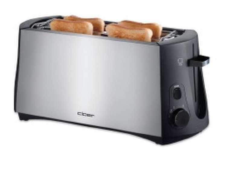 Cloer 3719 4slice(s) 1380W Schwarz, Edelstahl Toaster