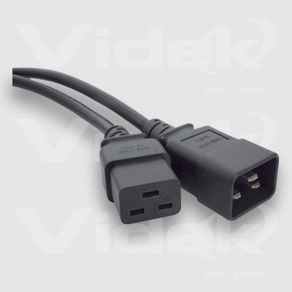 Videk C19 Socket to C20 Plug 2.5m 2.5m Black power cable