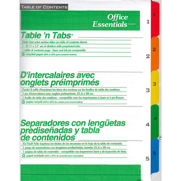 Avery 11667 Pappe Mehrfarben 5Stück(e) Trennblatt