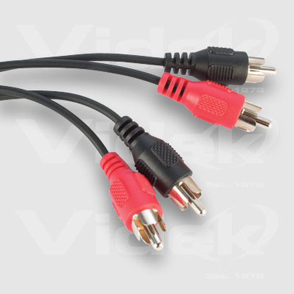 Videk 2 Phono Plugs to 2 Phono Plugs 10Mtr 10m Schwarz Audio-Kabel