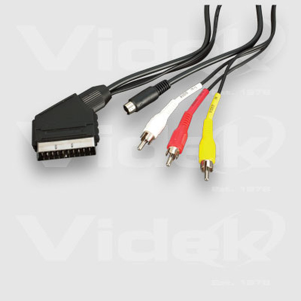 Videk S-Video & 3 Phonos into Scart 2м S-Video (4-pin) Черный