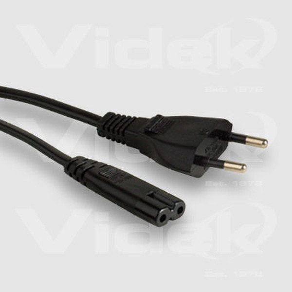 Videk Figure 8 F to Euro Schuko Plug Power Cable 2m 2м Черный кабель питания
