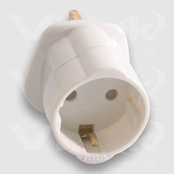 Videk UK 3 Pin Plug to Euro Female Socket Adaptor UK 3 Pin Euro Белый кабельный разъем/переходник