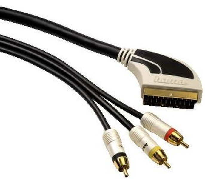 Hama 2m RCA/Scart 2m 3 x RCA SCART (21-pin) Beige,Black,Gold