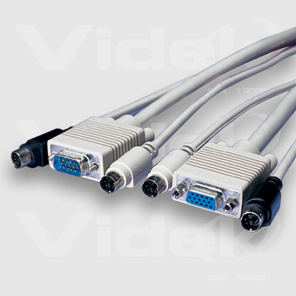 Videk SVGA PS2 Mouse/Keyboard KVM Switch Cable Set 5m 5m Tastatur/Video/Maus (KVM)-Kabel
