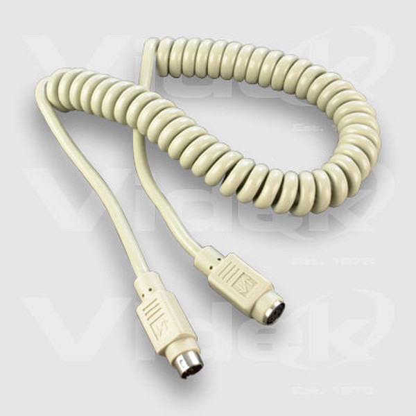 Videk 6 Pin Mini Din M - F Coiled PS2 Extension Cable 1Mtr 1m PS/2-Kabel