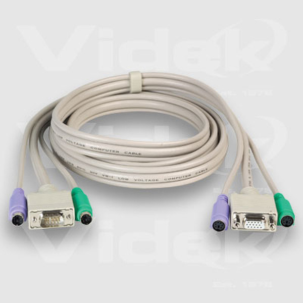Videk SVGA/PS2 Monitor Mouse Keyboard Extension Cable Set 2m 2m KVM cable