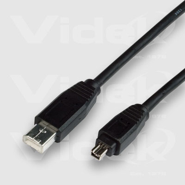 Videk 6 Pin M to 4 Pin M IEEE1394 Cable 4.5m 4.5m Schwarz Firewire-Kabel