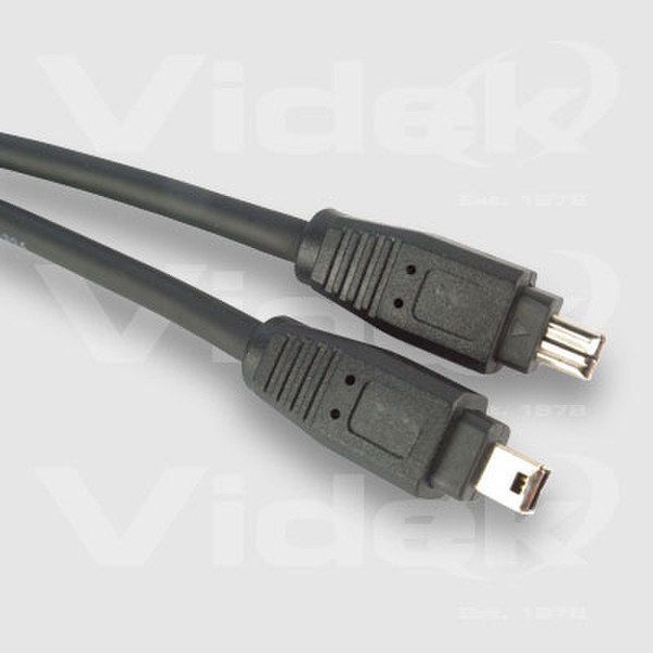 Videk 4 Pin M to 4 Pin M IEEE1394 Cable 2m 2m Black firewire cable