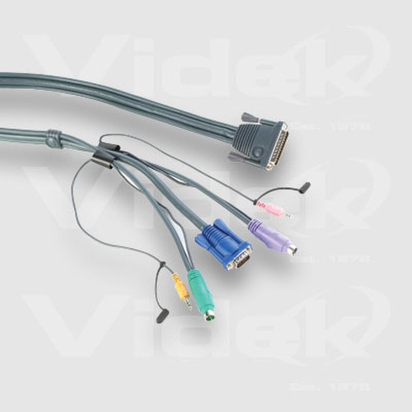 Videk 2L-1703P DB25M to VGA & PS2 Masterview Combo Cable 3m 3m Black KVM cable