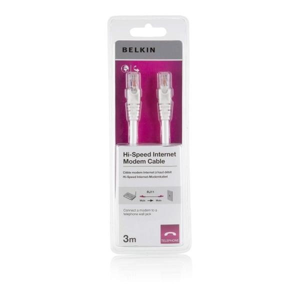 Belkin 3.0m RJ-11 3m White telephony cable