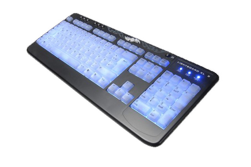 Revoltec Keyboard LightBoard XL 2 Series, Black USB+PS/2 Black keyboard