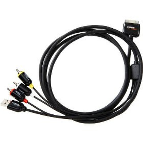 AmazonBasics PRIRFQ305 2м Apple 30-p RCA + USB Черный дата-кабель мобильных телефонов