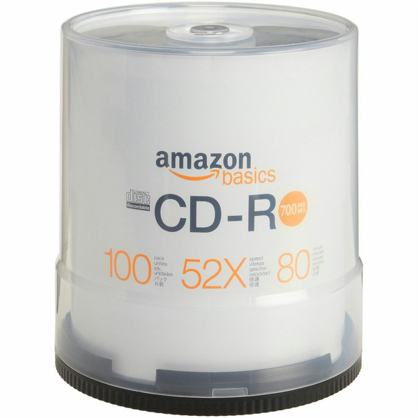 AmazonBasics CD-R 52x 120mm CD-R 700МБ 100шт