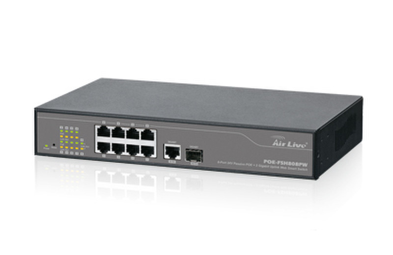 AirLive POE-FSH808PW Gigabit Ethernet (10/100/1000) Energie Über Ethernet (PoE) Unterstützung Netzwerk-Switch