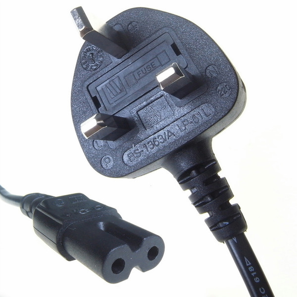 Computer Gear 27-0174 3m C7 coupler BS 1363 Black power cable