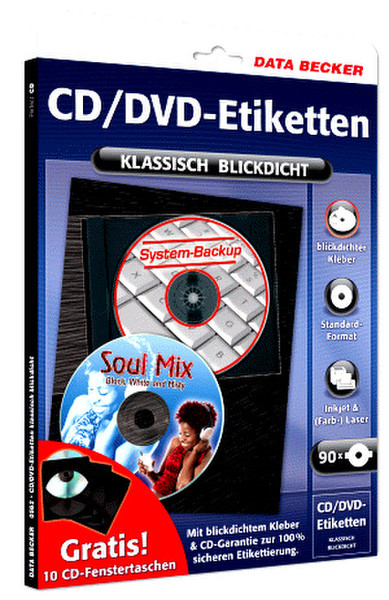 Data Becker CD-Etiketten klassisch (3on1) 90Stück(e) selbstklebendes Etikett
