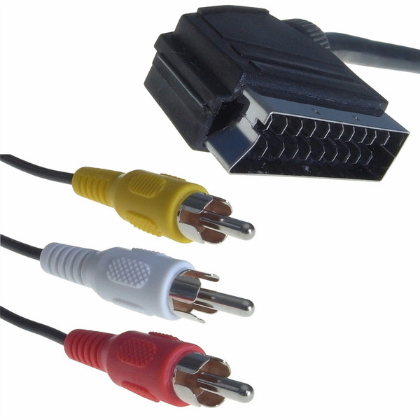Computer Gear 2m SCART to 3 x RCA (Phono) 2m SCART (21-pin) 3 x RCA Schwarz Videokabel-Adapter