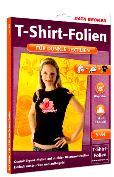 Data Becker T-Shirt Folien für dunkle Textilien 5Blätter T-Shirt Transfer-Folie