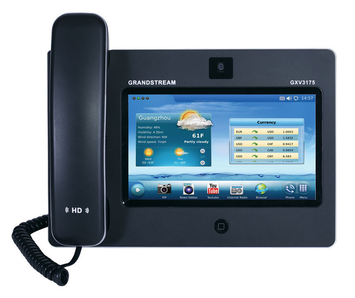 Grandstream Networks GXV-3175V2 Wired handset 3lines LCD Wi-Fi Black IP phone