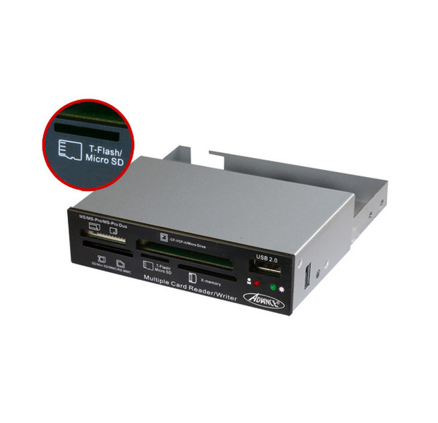ADVANCE CR-10INT Внутренний USB 2.0 Черный, Металлический устройство для чтения карт флэш-памяти