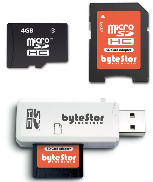 bytestor Micro SDHC 4GB Kit 4GB MicroSDHC Class 4 memory card