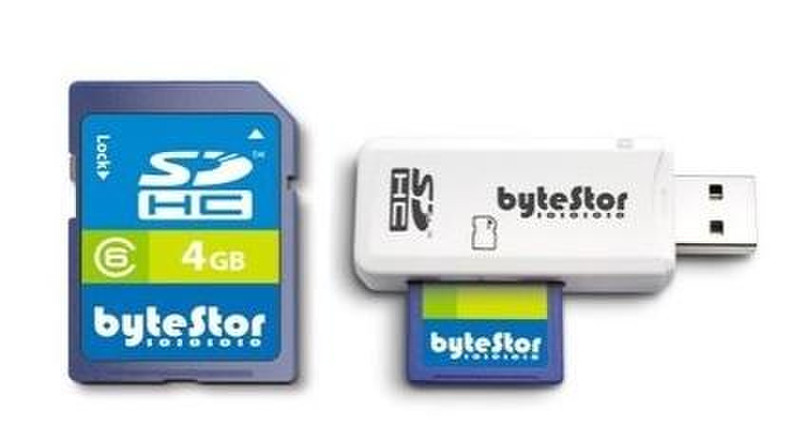 bytestor 4GB SDHC Class 6+USB Reader 4GB SDHC Klasse 6 Speicherkarte
