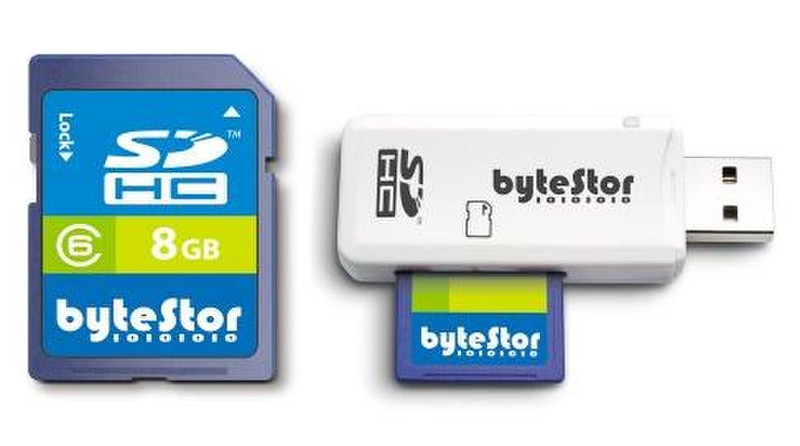 bytestor 8GB SDHC Class 6+USB Reader 8ГБ SDHC Class 6 карта памяти