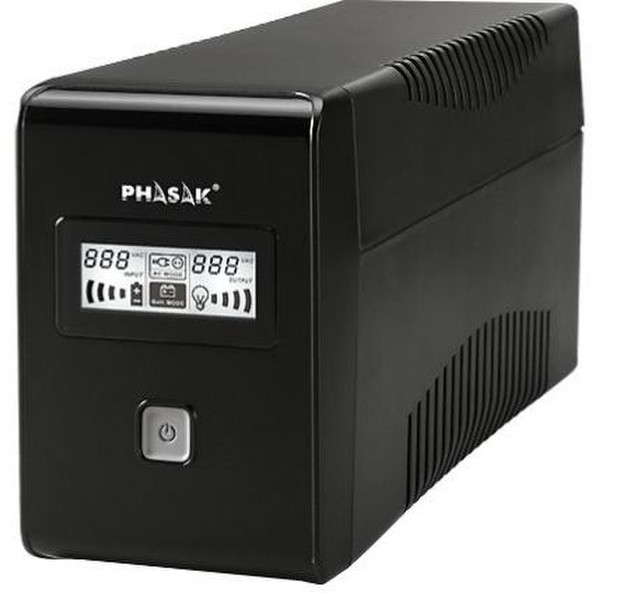 Phasak PH 9465 650VA 2AC outlet(s) Compact Black uninterruptible power supply (UPS)