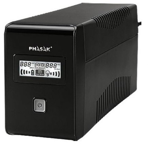 Phasak PH 9485 850VA 2AC outlet(s) Kompakt Schwarz Unterbrechungsfreie Stromversorgung (UPS)