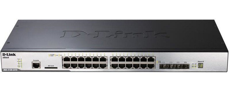 D-Link DGS-3120-24TC gemanaged L2 Gigabit Ethernet (10/100/1000) Schwarz, Metallisch