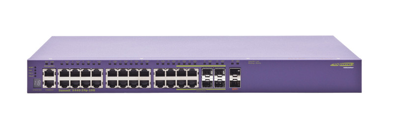 Extreme networks Summit X440-24p-10G Managed L2/L3 Gigabit Ethernet (10/100/1000) Power over Ethernet (PoE) 1U Purple