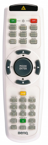 Benq SKU-MX850UST/MW851US-001 IR Wireless Push buttons White remote control