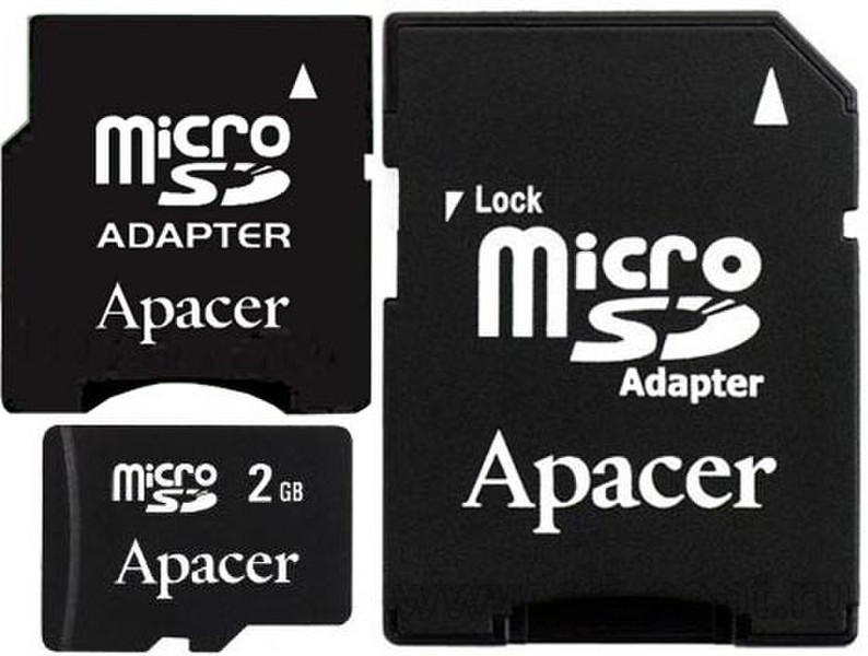 Apacer 2GB microSD & 2 Adapters 2ГБ MicroSD карта памяти