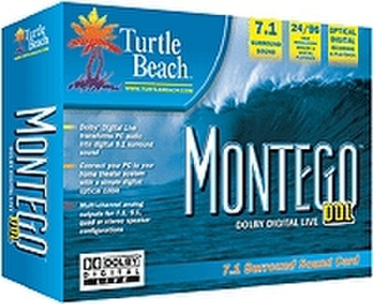 Turtle Beach Montego DDL PC Sound Card with 7.1 Dolby Surround Sound 7.1channels PCI