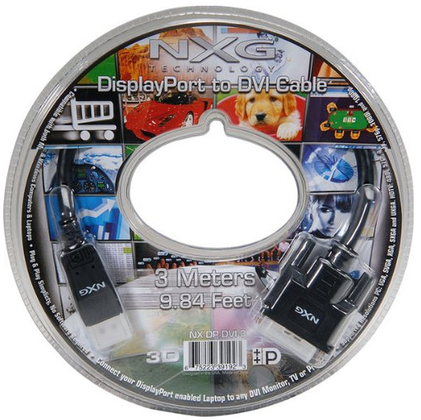 NXG Technology NX-DP-DVI-3 аудио/видео кабель