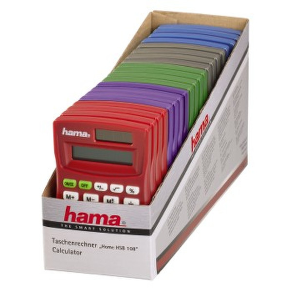 Hama Home HSB 108 Tasche Einfacher Taschenrechner Blau, Grün, Grau, Violett, Rot