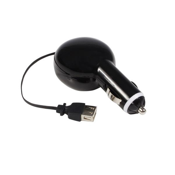 StarTech.com USB A Female Retractable Car Charger Adapter Черный зарядное для мобильных устройств