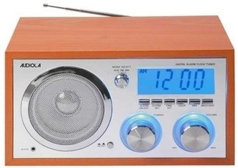 Audiola WR-769AX/RS Uhr Digital Silber, Holz Radio