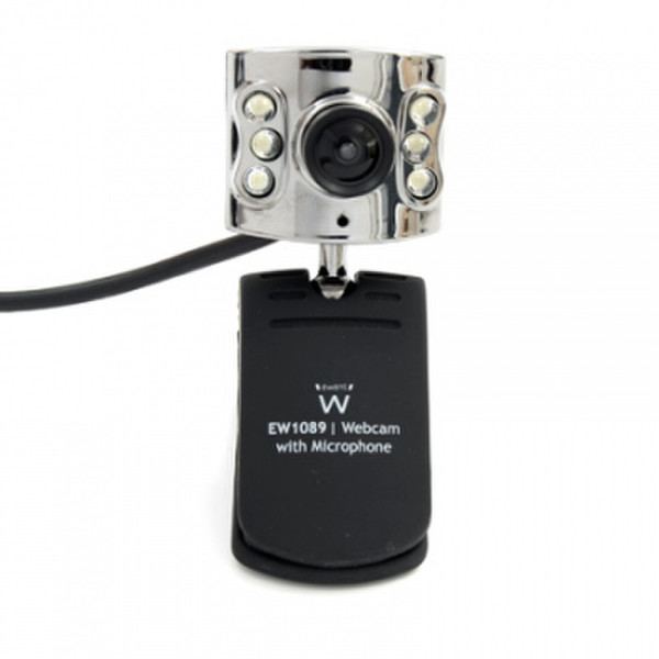 Ewent EW1089 640 x 480пикселей USB 2.0 Черный, Металлический вебкамера