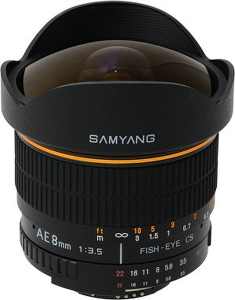 Samyang 8mm f/3.5 Asph IF MC Fisheye CS NIKON AE SLR Wide fish-eye lens Black