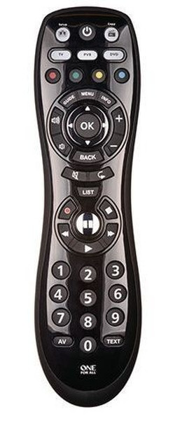 One For All URC 6430 IR Wireless push buttons Black remote control