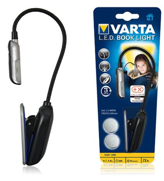 Varta 16618101421 Clip flashlight LED Черный, Cеребряный