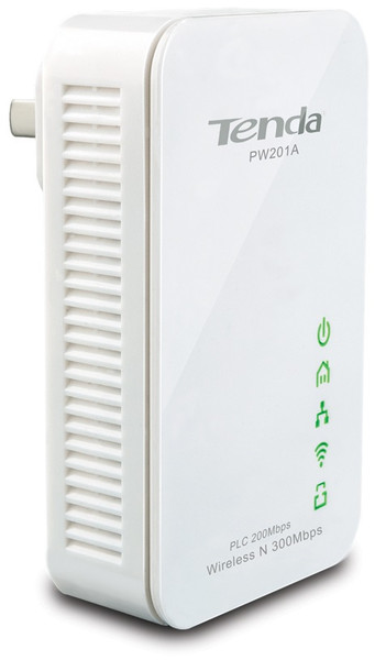 Tenda PW201A 300Mbit/s Eingebauter Ethernet-Anschluss WLAN Weiß 1Stück(e) PowerLine Netzwerkadapter