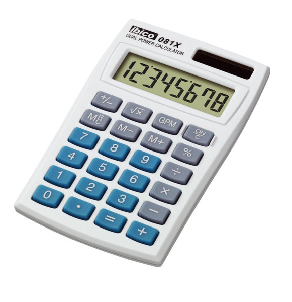 Rexel Ibico 081X Pocket Calculator White/Blue
