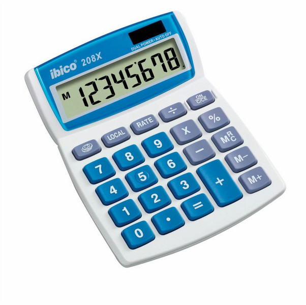 Rexel Ibico 208X Desktop Calculator White/Blue (Boxed)