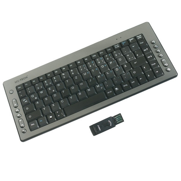 MS-Tech Wireless Mini-Multimedia Keyboard Беспроводной RF Черный клавиатура