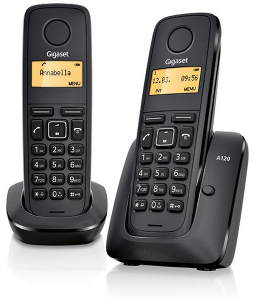 Gigaset A120 Duo Analog/DECT Caller ID Black