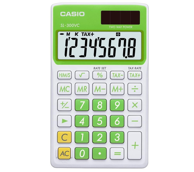 Casio SL-300VC Карман Display calculator Зеленый, Белый
