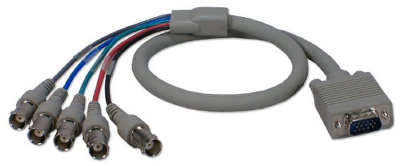 QVS 0.6m VGA - 5 BNC f/m 0.6m VGA (D-Sub) 5 x BNC Grey video cable adapter